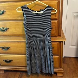 Charter club a line, petite navy, and white striped dress